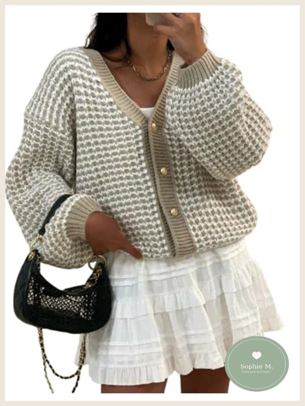 Chunky Knit Cardigan Women Cropped V Neck Button Front Fall Sweater - Picture 1 of 6